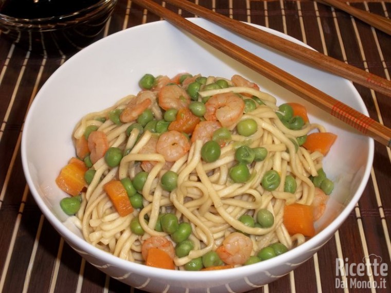 Ricetta Noodles con Verdure e Gamberetti