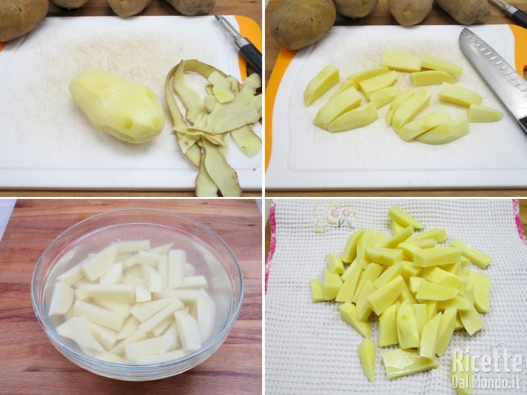Pelare e tagliare le patate