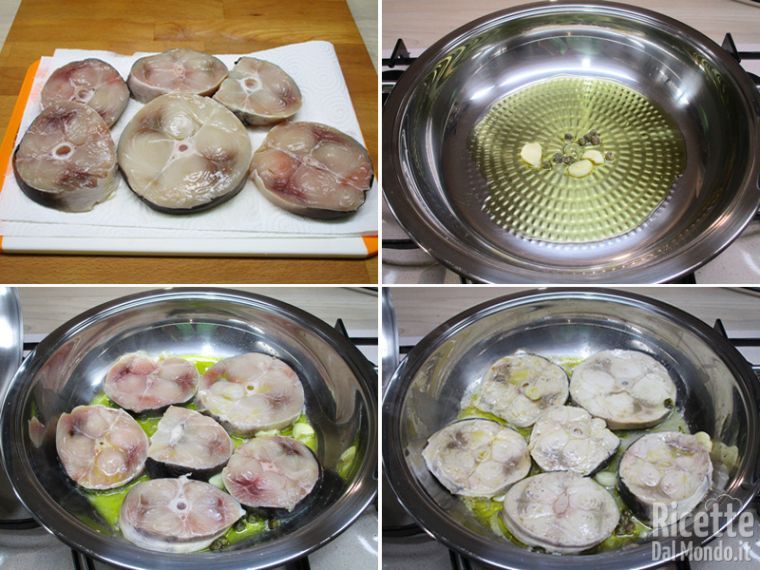 Rosolare i tranci di pesce spada