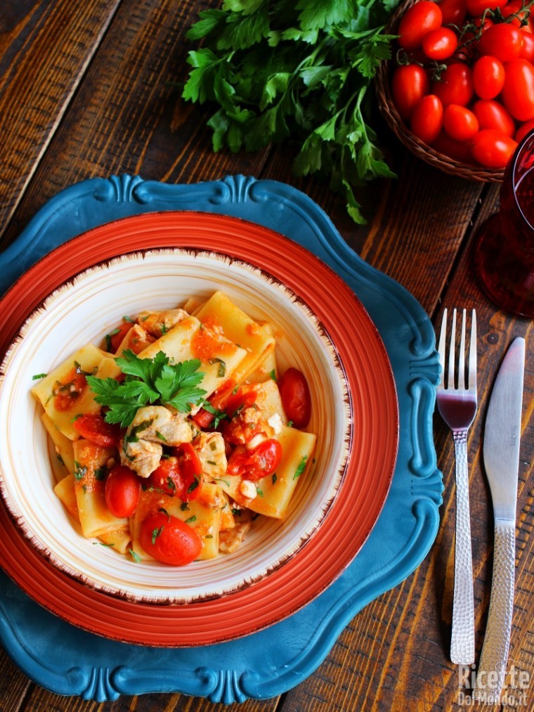 Ricetta paccheri con la rana pescatrice