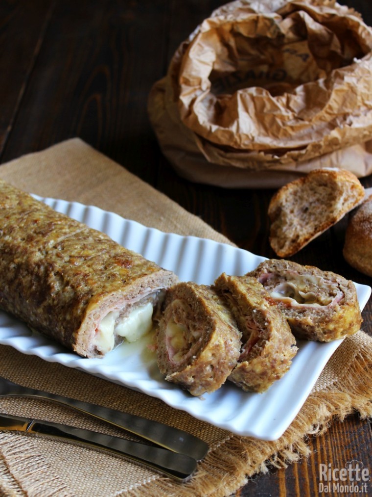 Polpettone con prosciutto cotto e provola ricco