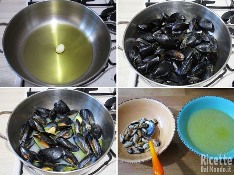 Pulire e cuocere le cozze
