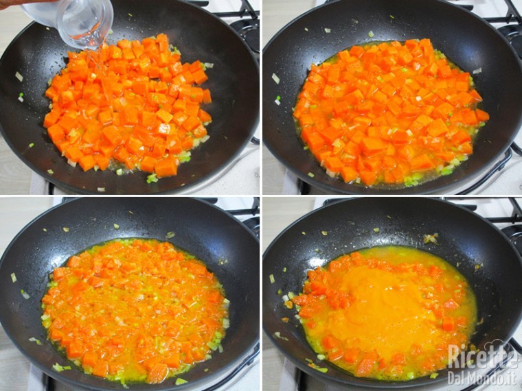 Cuocere la zucca con poca acqua