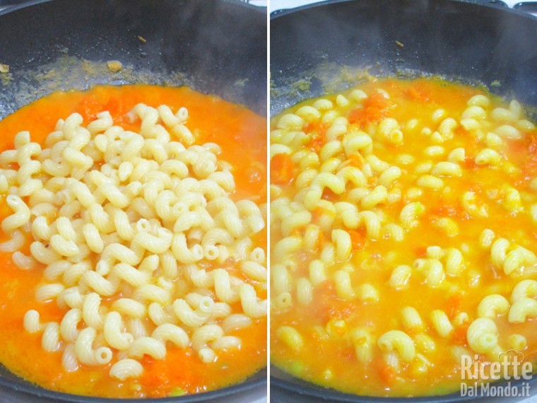 Aggiungere la pasta cotta al dente