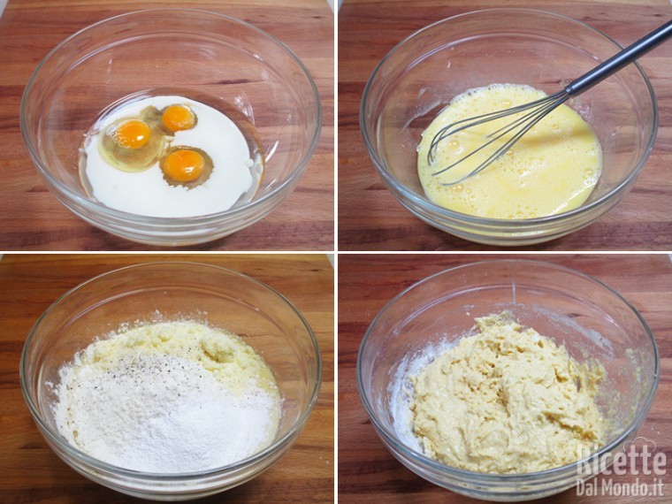 Lavorare gli ingredienti liquidi, poi aggiungete i secchi