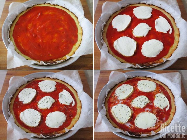 Aggiungere la passata di pomodoro e la mozzarella e infornare