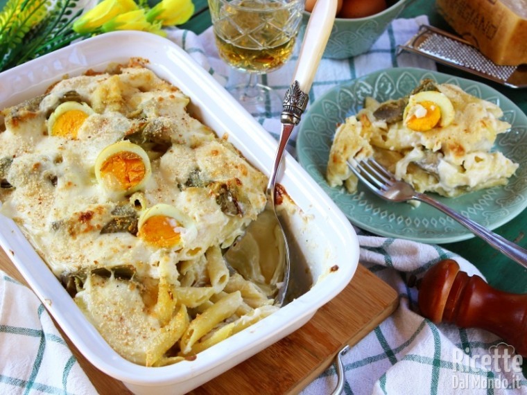 Pasta al forno con i carciofi con besciamella