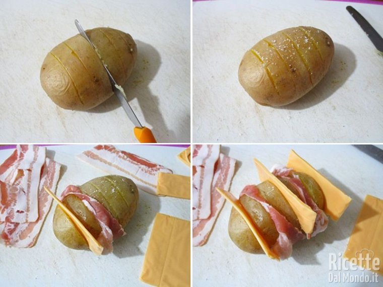 Tagliare e farcire le patate