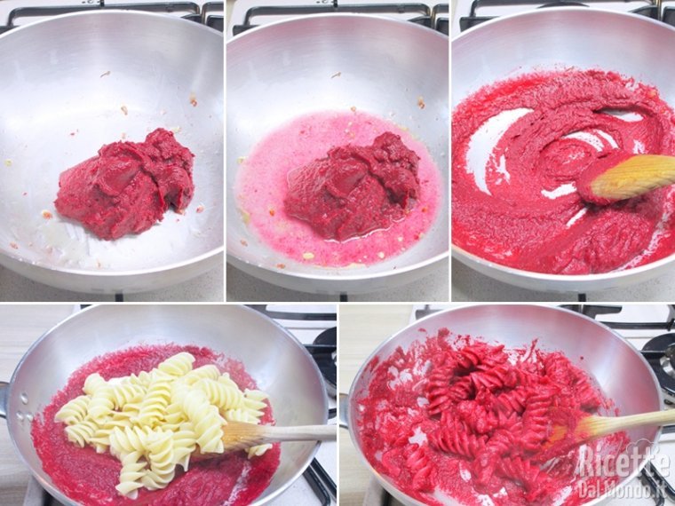 Cuocere la pasta e condire con la crema