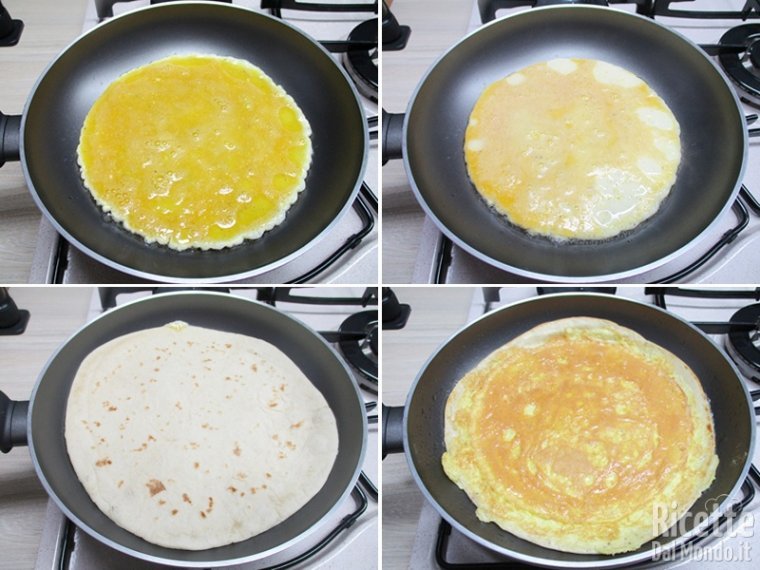Cuocere la frittata con la piadina