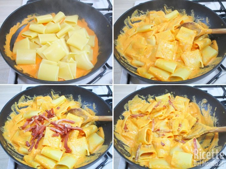 Unire i paccheri alla crema