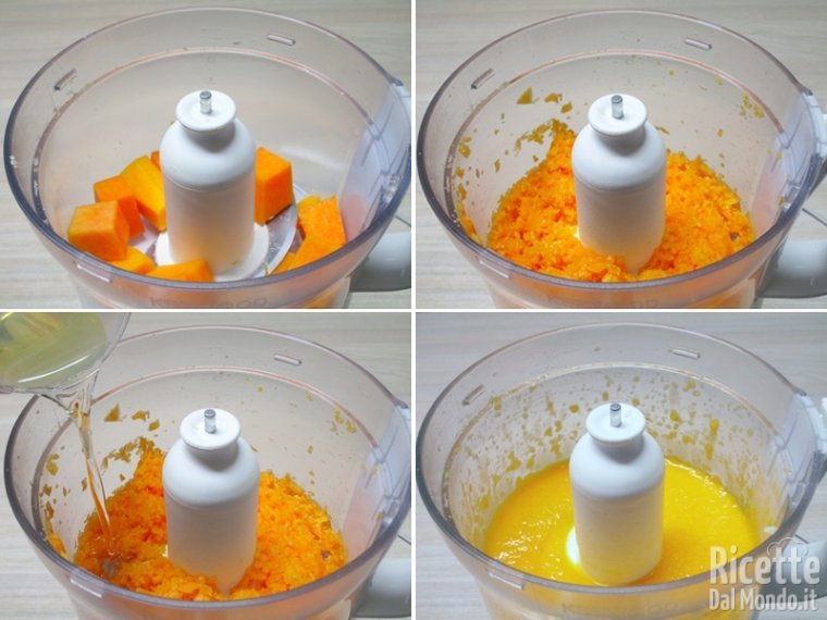 Frullare la zucca e unire l'olio