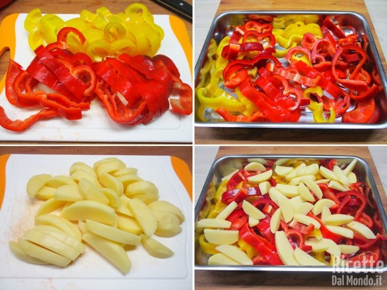 Tagliare patate e peperoni