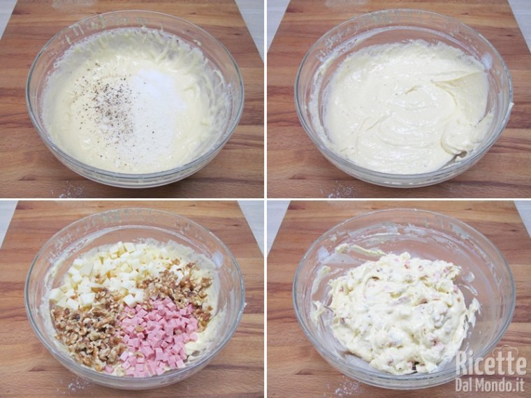Aggiungere gli ingredienti secchi e la farcitura