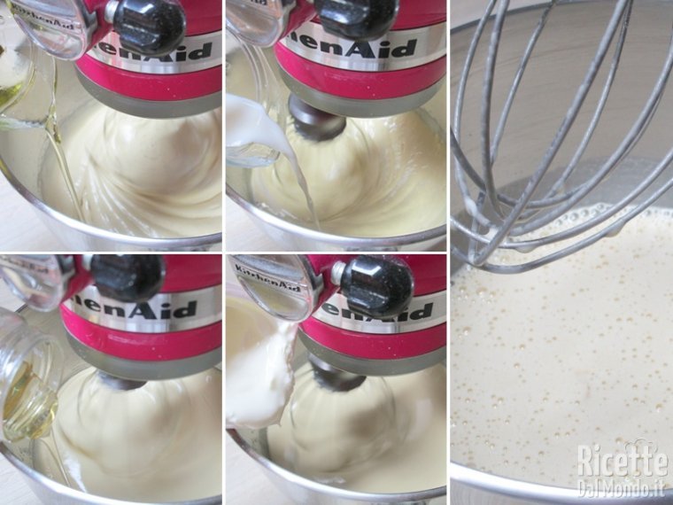 Aggiungere gli ingredienti liquidi e mescolare