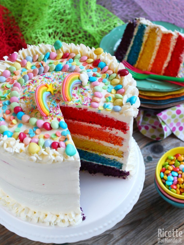 Rainbow cake, ricetta con tutorial in italiano