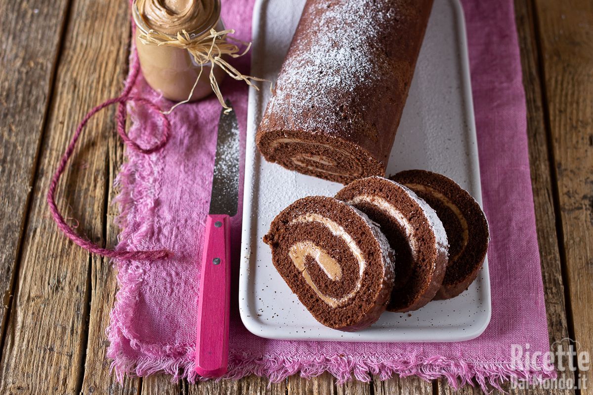 Rotolo alla Nutella invertito, con crema al cioccolato bianco