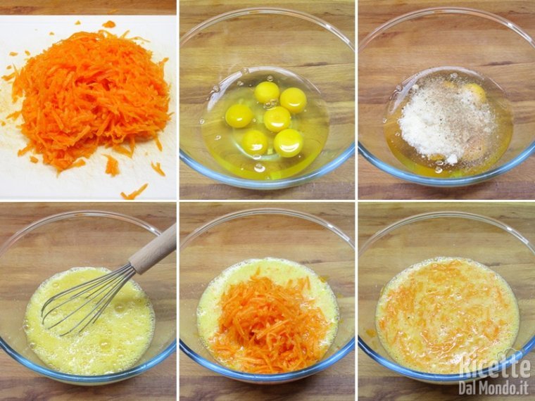 Preparare il battuto d'uovo e unire la zucca