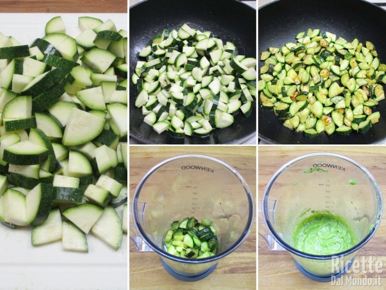 Rosolare le zucchine, cuocerle e frullarne una parte