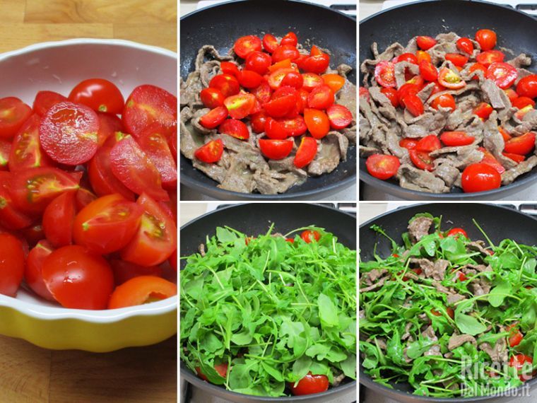 Unire rucola e pomodorini