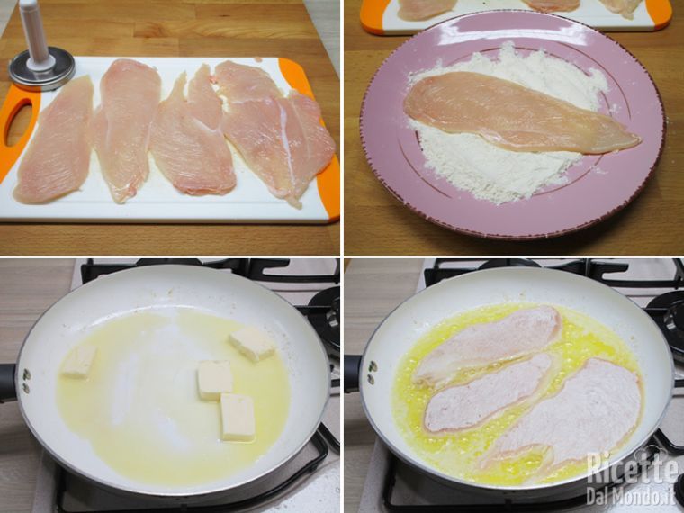 Infarinare le fettine di petto di pollo