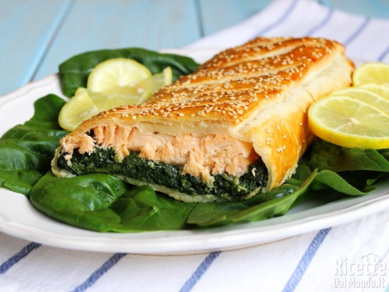 Ricetta strudel di salmone e spinaci
