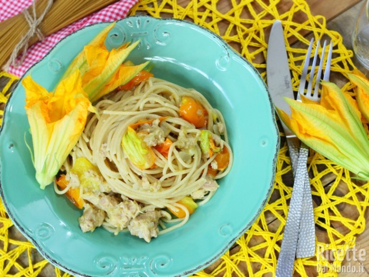 Ricetta spaghetti integrali con pomodorini gialli e tonno