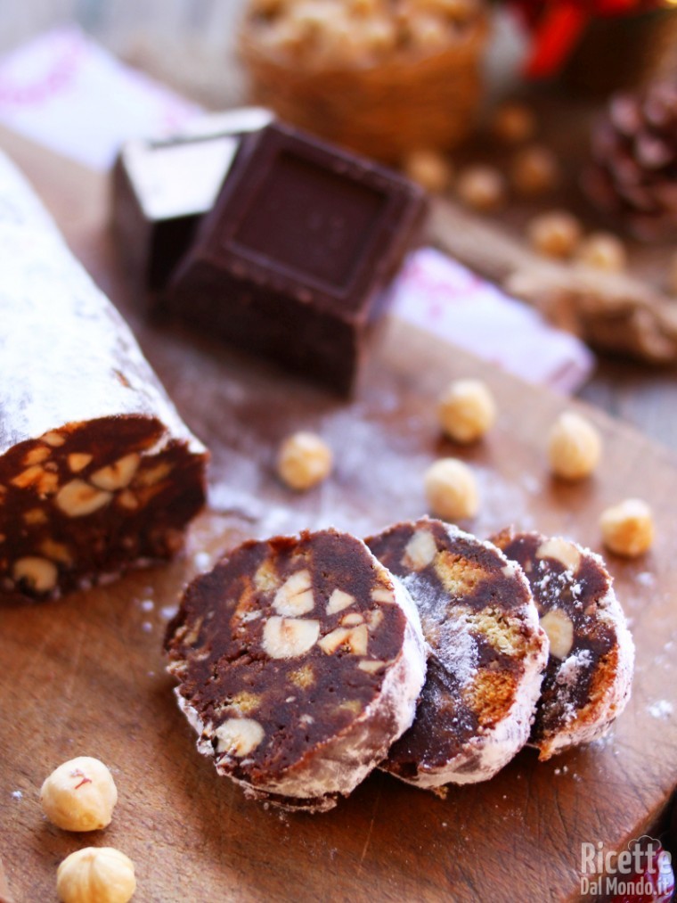 Salame cioccolato e pandoro senza cottura