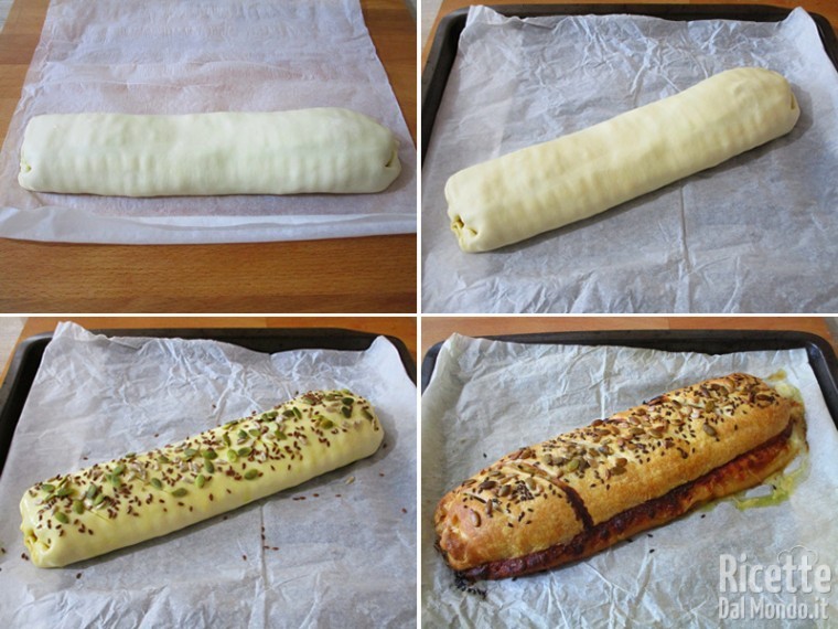 Chiudere lo strudel e cuocerlo in forno caldo
