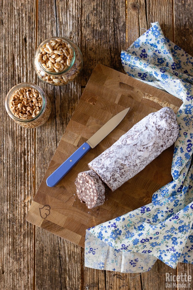 Ricetta salame di riso soffiato al cioccolato