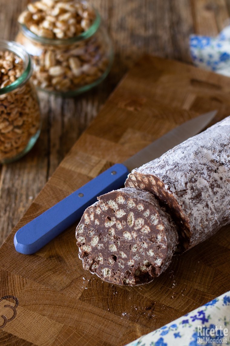 Come fare il salame di riso soffiato al cioccolato