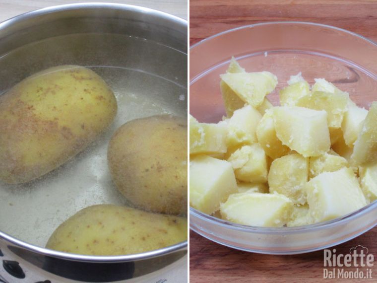Lessare e tagliare le patate