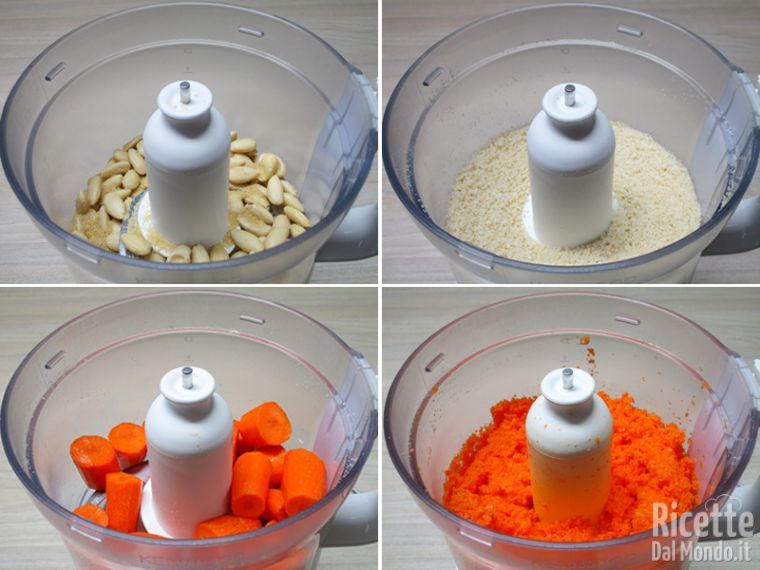 Frullate le mandorle e le carote con il mixer