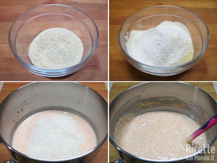 Aggiungere gli ingredienti secchi a mano