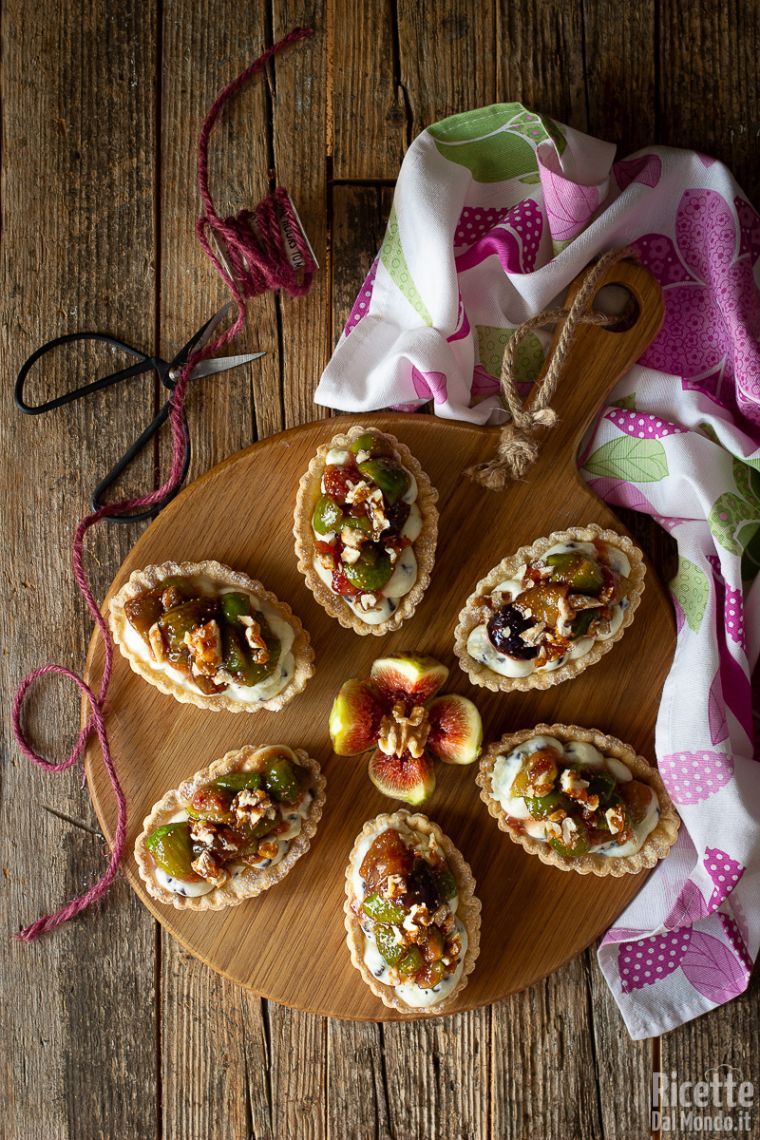 Ricetta tartellette con crema al mascarpone e fichi caramellati
