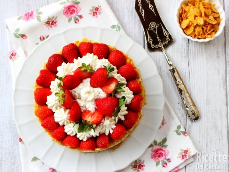 Ricetta torta di corn flakes e fragole