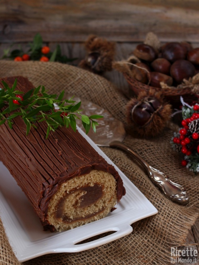 Ricette Tronchetto Di Natale Con Crema Marroni.Tronchetto Di Castagne Dolce Ricettedalmondo It