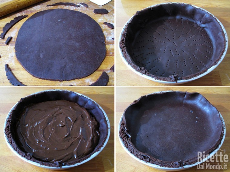 Stendere una sfoglia di frolla e ricoprire con la crema