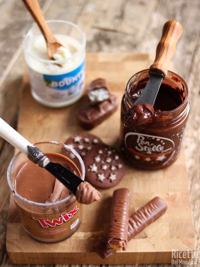 Creme spalmabili bounty pan di stelle e twix