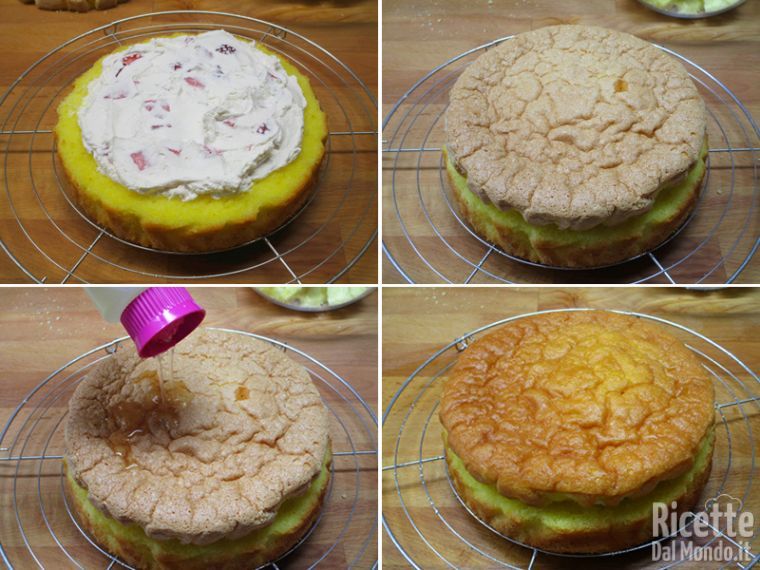 Riempire la cavità con la crema e ricoprire la torta
