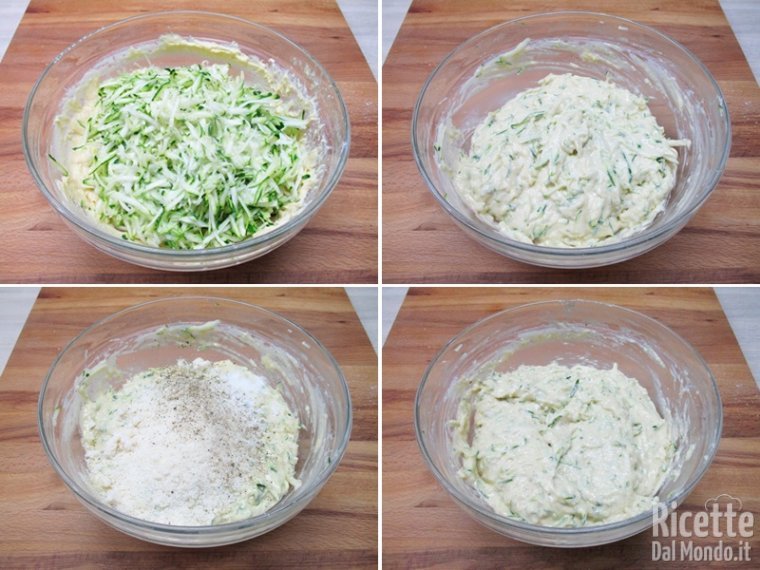 Unire le zucchine grattugiate