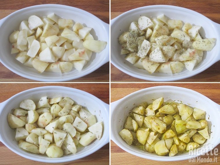 Insaporire e cuocere in forno caldo