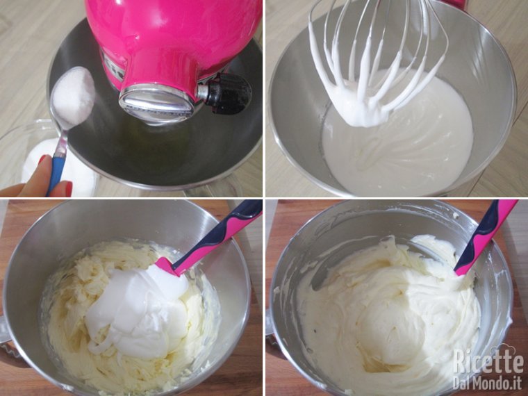 Montare gli albumi e unirli alla crema di formaggio