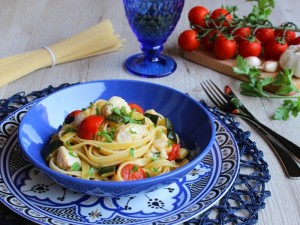 Ricetta Bavette con Coda di Rospo e Zucchine