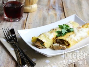 Crepes ai Funghi al forno