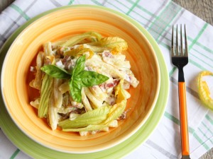 Ricetta Caserecce Fiori di Zucca e Speck