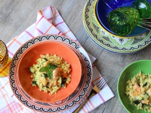 Cous Cous con Ceci, Zucchine e Gamberi