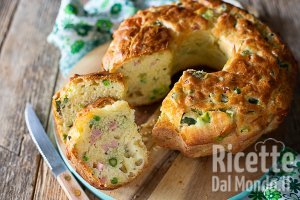 Ricetta Ciambella primavera, con asparagi e piselli, prosciutto e scamorza!