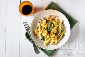 Fusilli con asparagi e gamberi