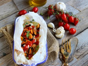 Filetto di orata al cartoccio con le cozze